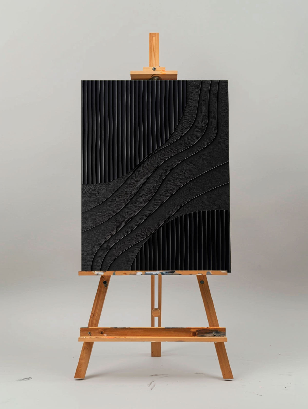 Elegant Black Minimalist Abstract Oil Painting for Modern Home Decor