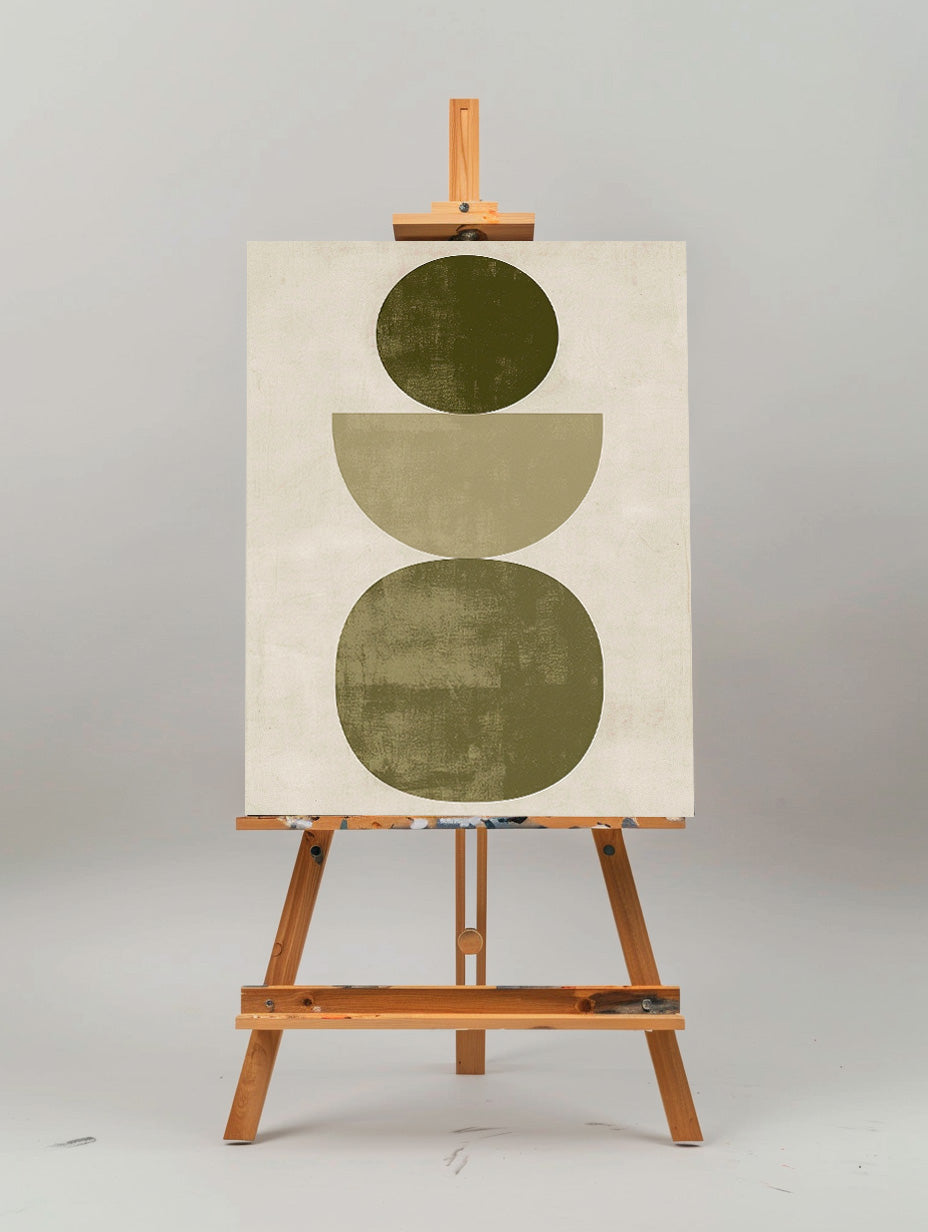 Contemporary Geometric Oil Painting in Earthy Tones for Modern Home Decor
