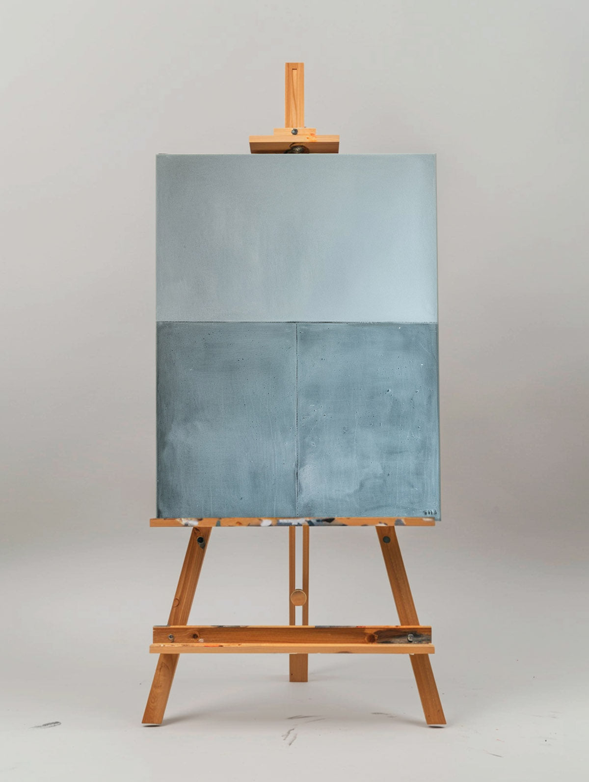 Contemporary Minimalist Oil Painting in Soft Blue and Gray Tones for Modern Decor