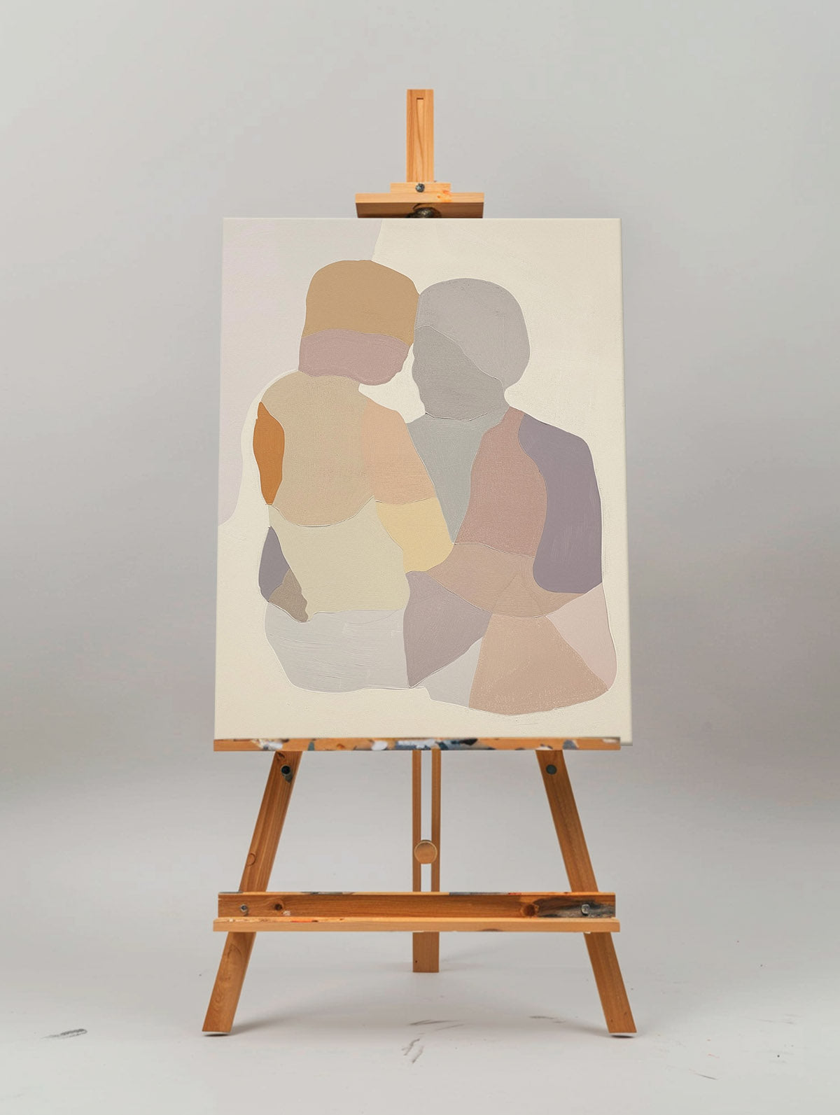 Contemporary Abstract Couple Portrait Oil Painting for Modern Home Decor