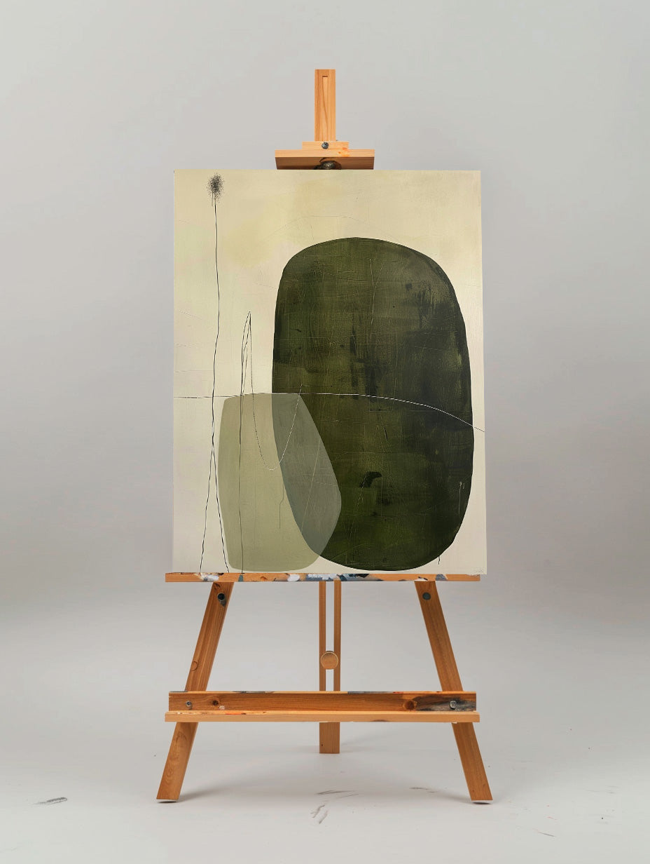 Contemporary Green Abstract Oil Painting for Modern Home Decor