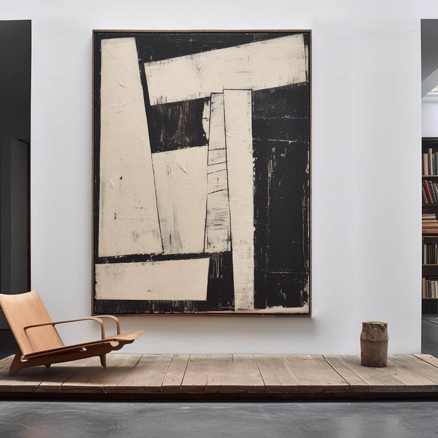 Contemporary Black and White Abstract Oil Painting for Modern Art Lovers