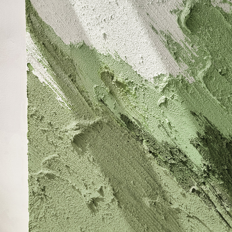 Green Abstract Paint Stroke Minimalist Accent Oil Painting 102GA