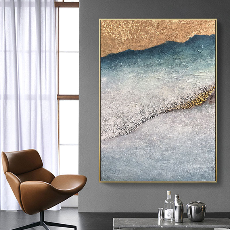 Coastal Elegance: Textured Seashore Seashells Oil Painting for Beach Home Decor