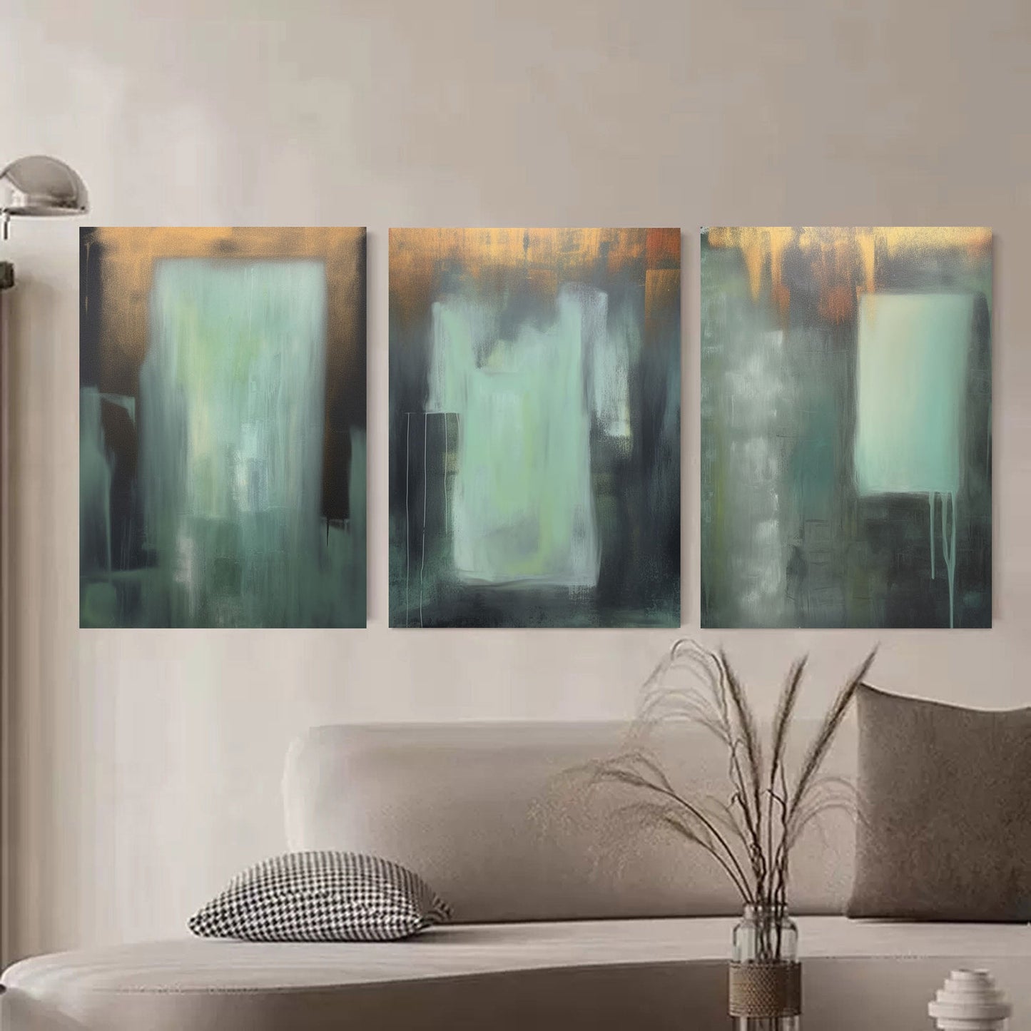 Elegant Abstract Oil Painting Triptych for Modern Home Decor