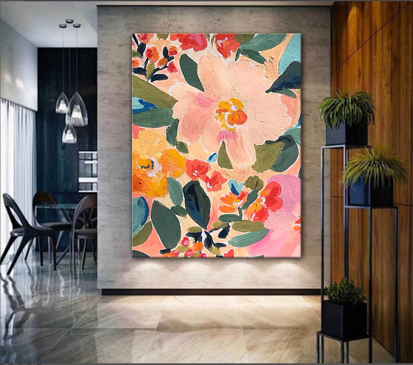 Vibrant Floral Oil Painting for Brightening Any Space