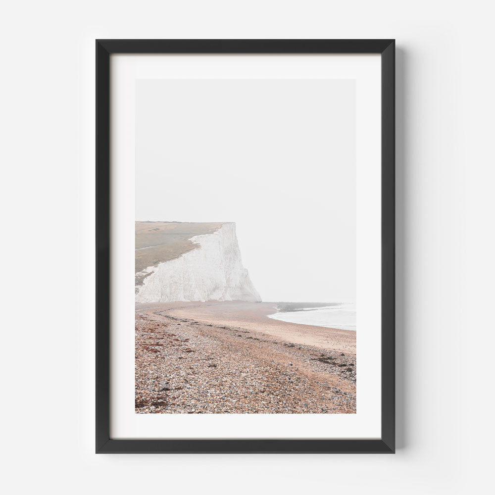 Coastal Serenity: Stunning Oil Painting of White Cliffs and Tranquil Beach Scene