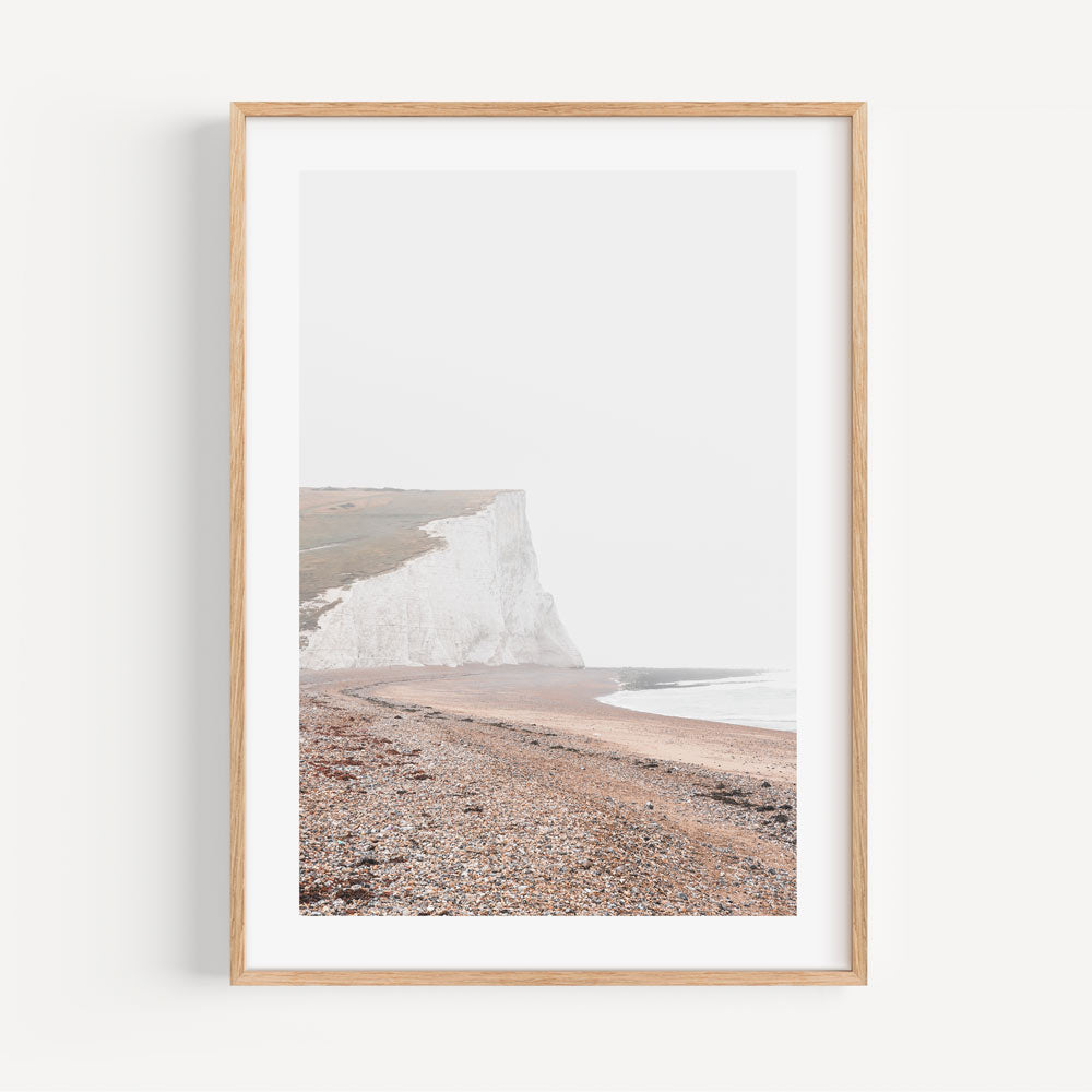 Coastal Serenity: Stunning Oil Painting of White Cliffs and Tranquil Beach Scene