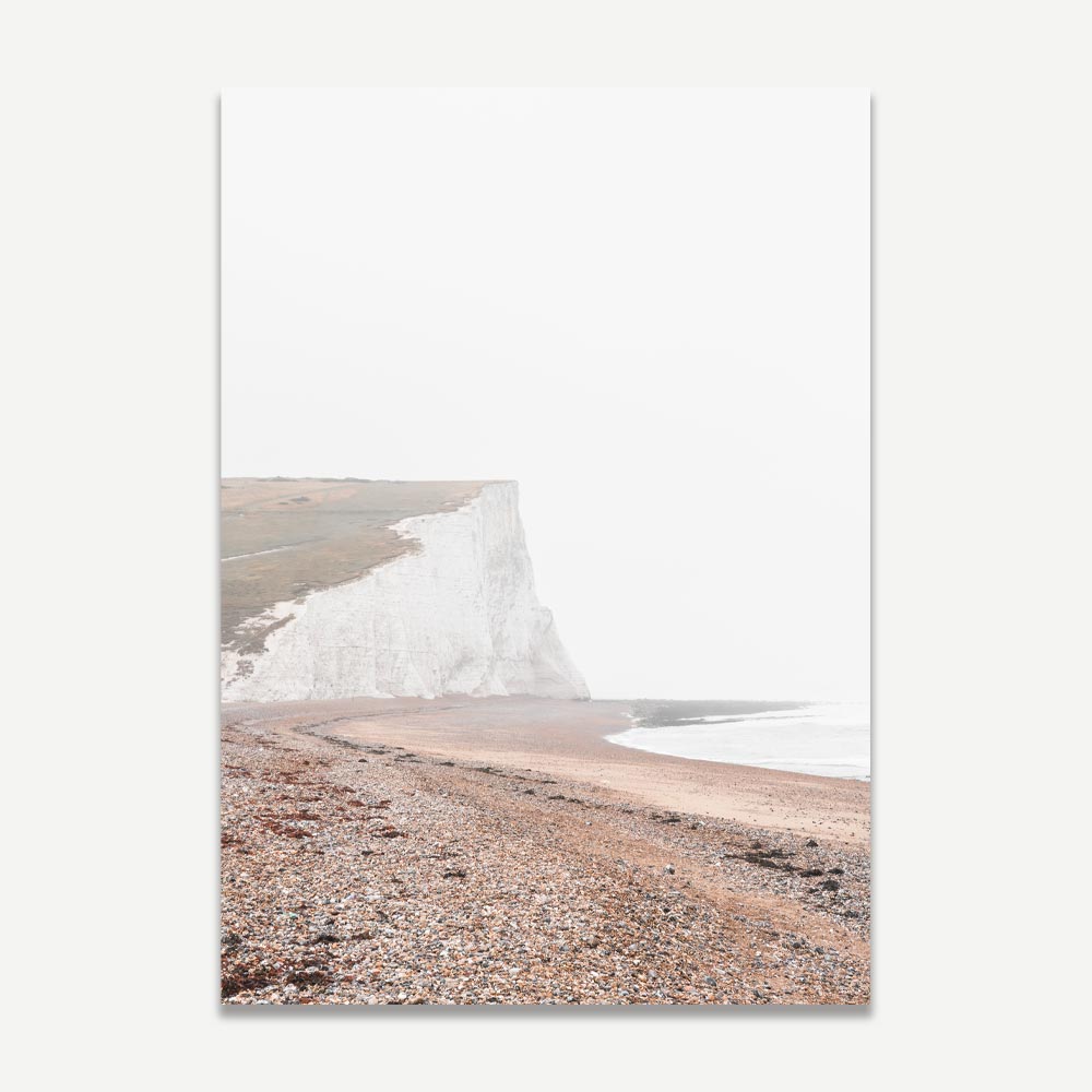 Coastal Serenity: Stunning Oil Painting of White Cliffs and Tranquil Beach Scene