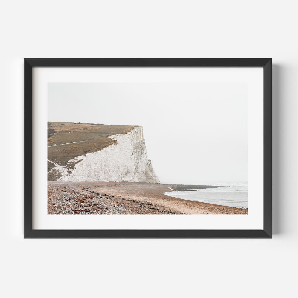 Stunning Oil Painting of Seven Sisters White Cliffs and Serene Beach Landscape