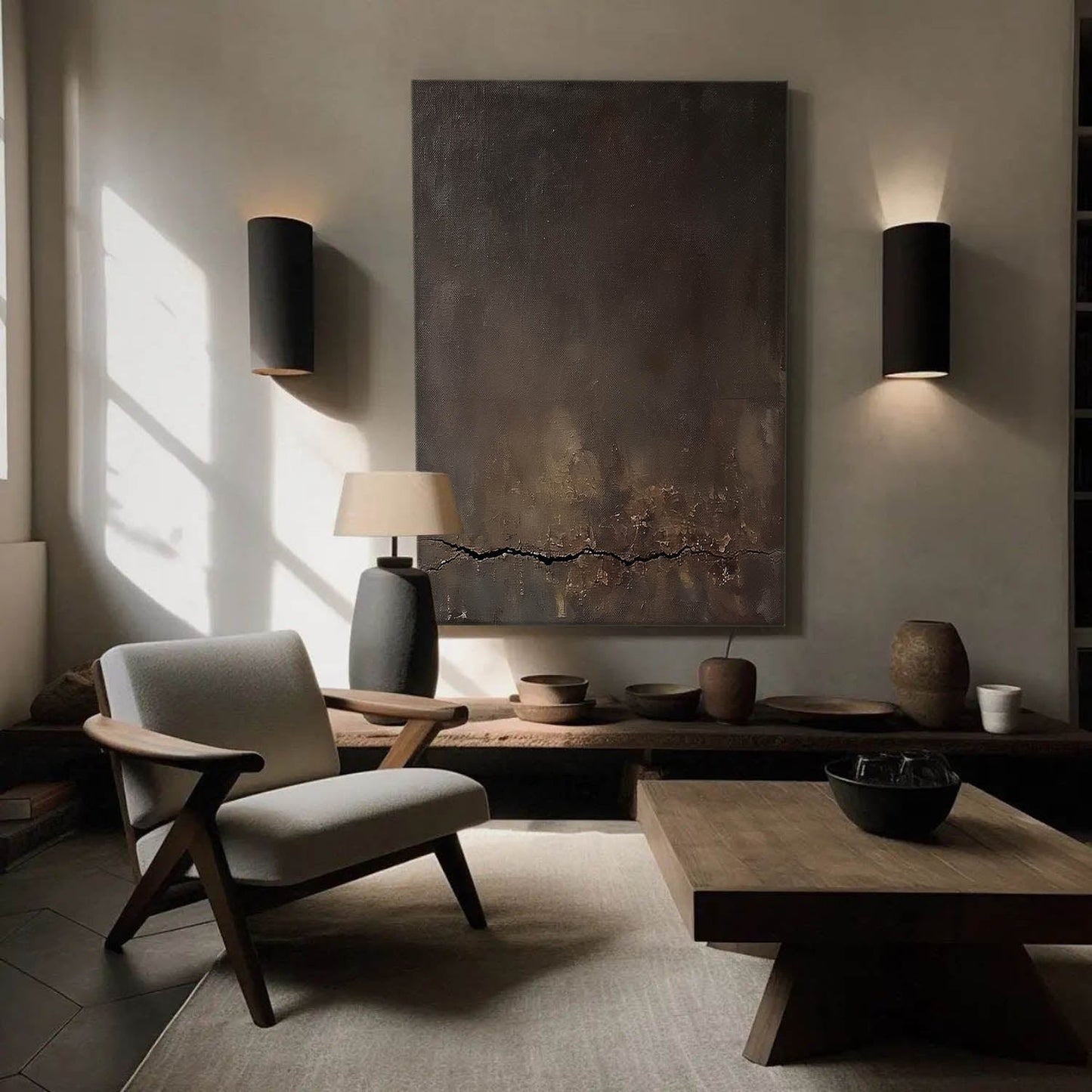 Elegant Minimalist Abstract Oil Painting for Contemporary Home Decor