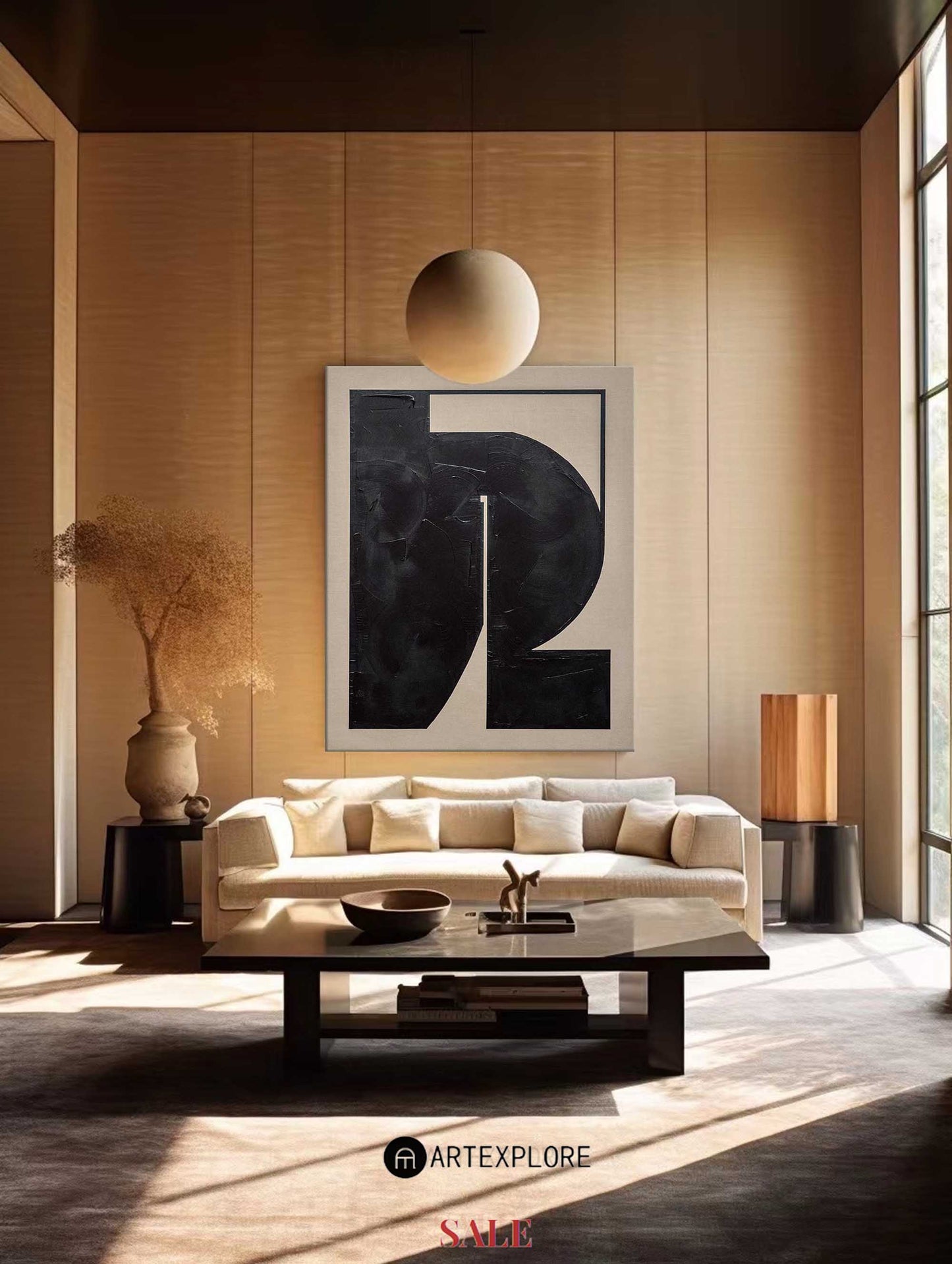 Contemporary Black Abstract Oil Painting for Modern Home Decor