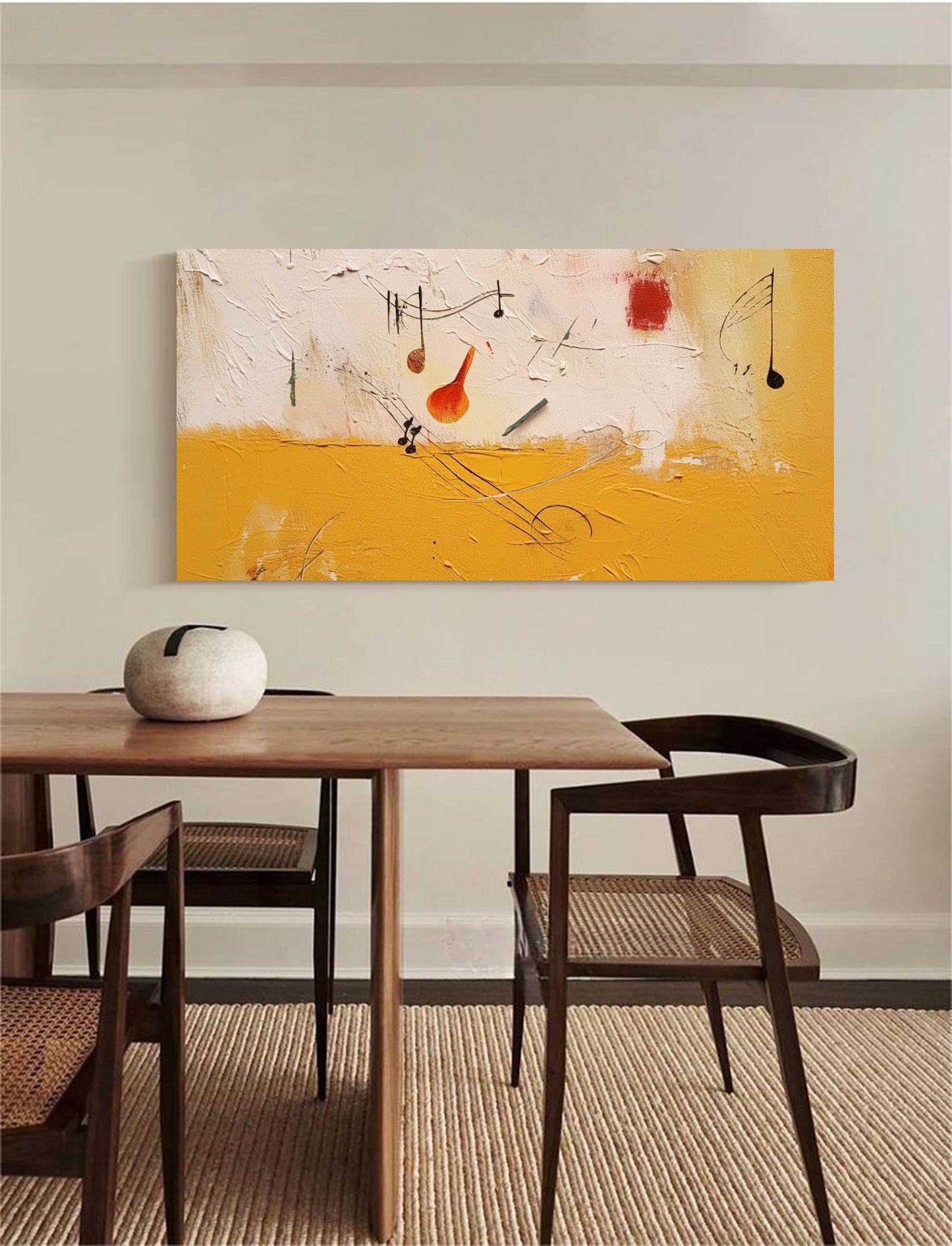 Colorful Abstract Oil Painting with Musical Motifs for Modern Home Decor