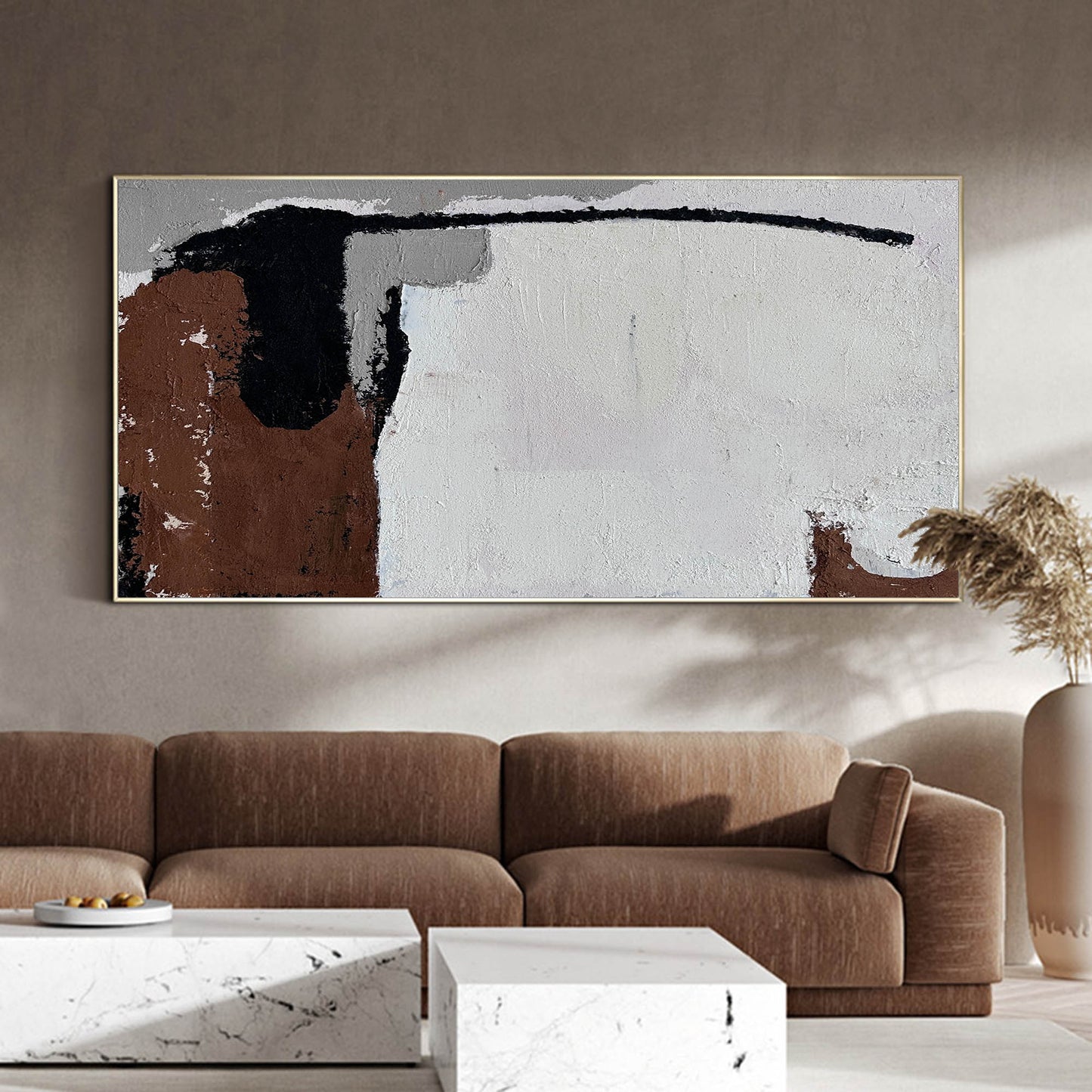 Contemporary Abstract Oil Painting with Bold Colors and Textured Design