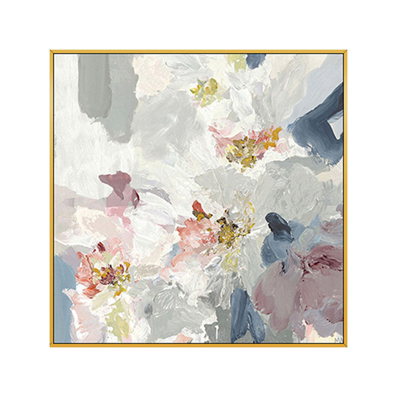 Elegant Floral Oil Painting with Soft Pastels and Bold Textures for Home Decor