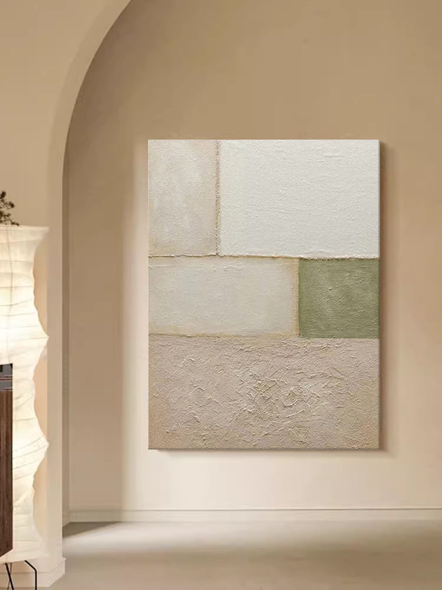 Elegant Minimalist Geometric Oil Painting for Modern Home Decor