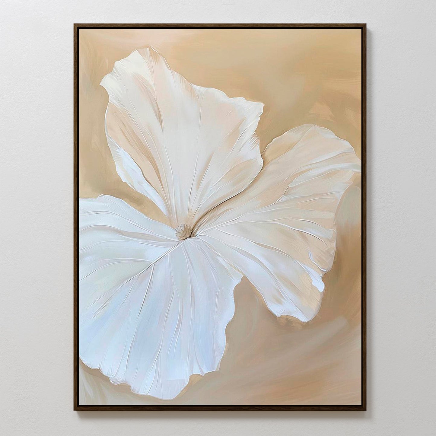 Elegant White Floral Abstract Oil Painting for Modern Home Decor