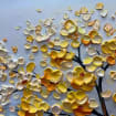 Golden Autumn Tree Oil Painting - Modern Minimalist Abstract Wall Art for Home Decor