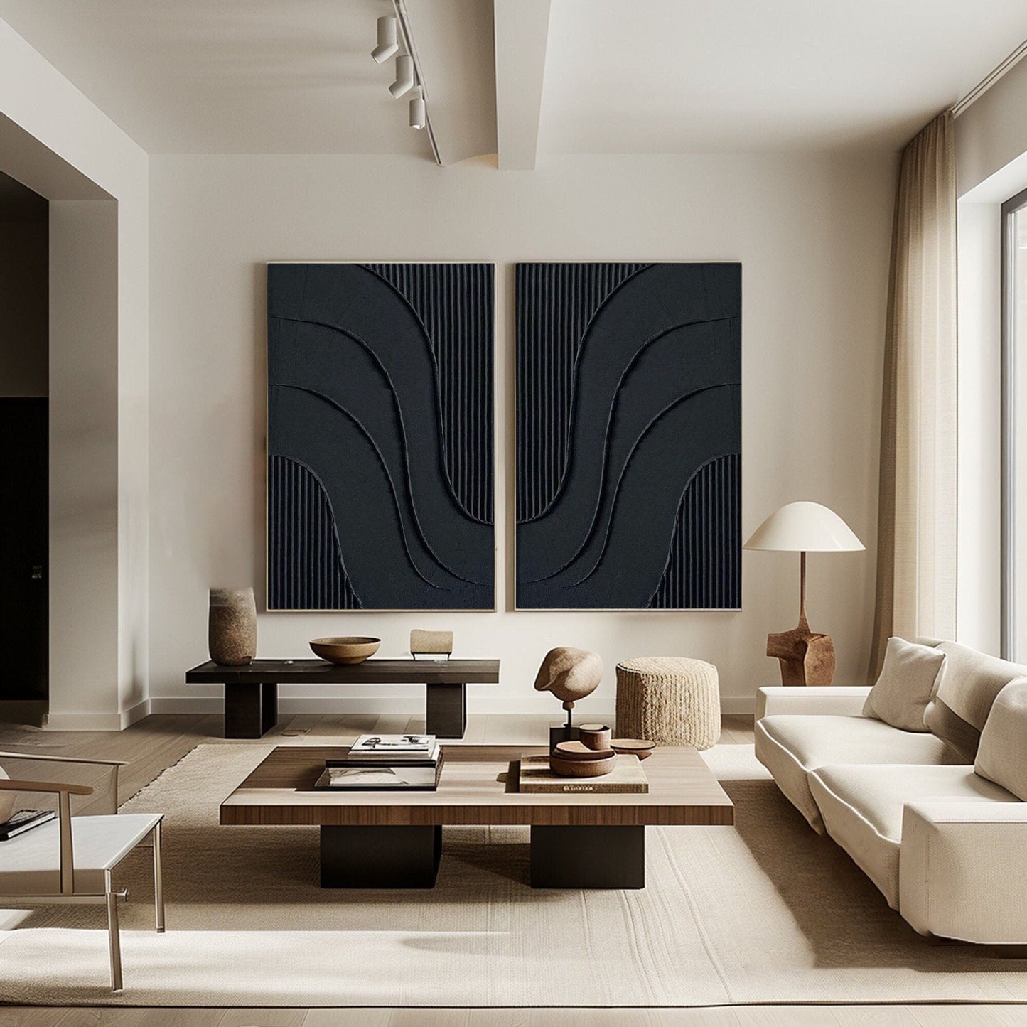 Black Abstract Minimalist Canvas Art for Modern Home Decor