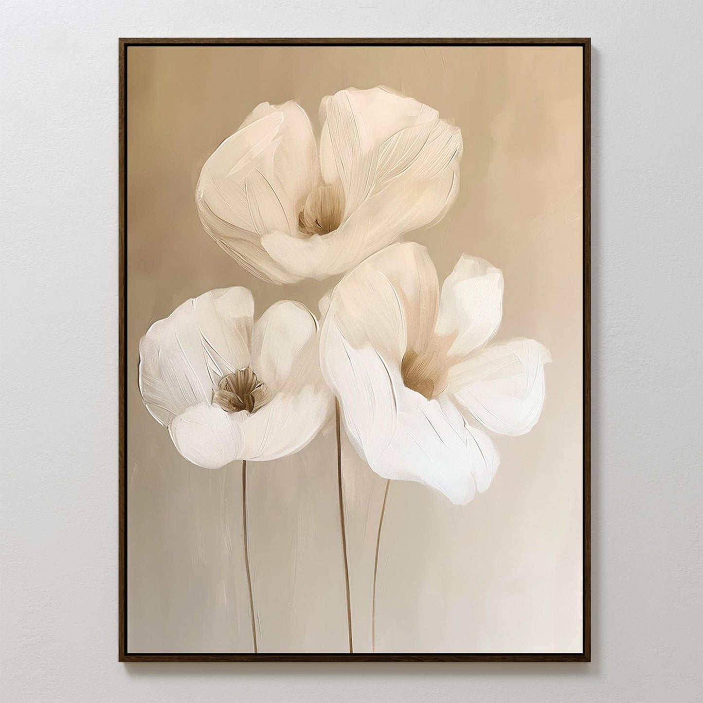 Elegant White Floral Abstract Oil Painting for Modern Home Décor