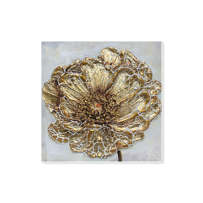 Elegant Gold Dandelion Oil Painting for Luxurious Home Decor
