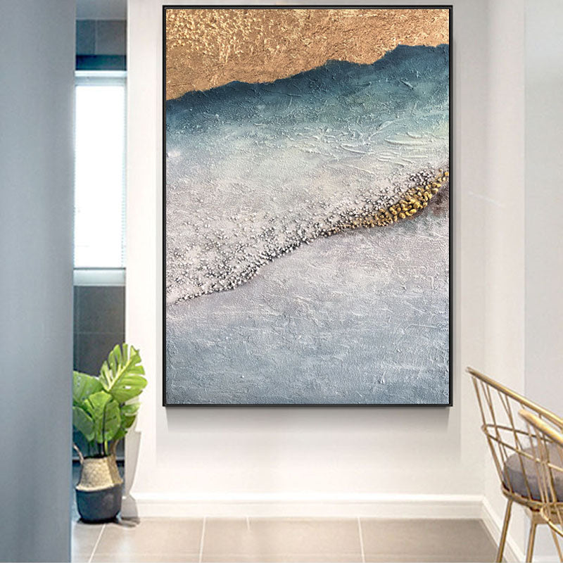 Coastal Elegance: Textured Seashore Seashells Oil Painting for Beach Home Decor