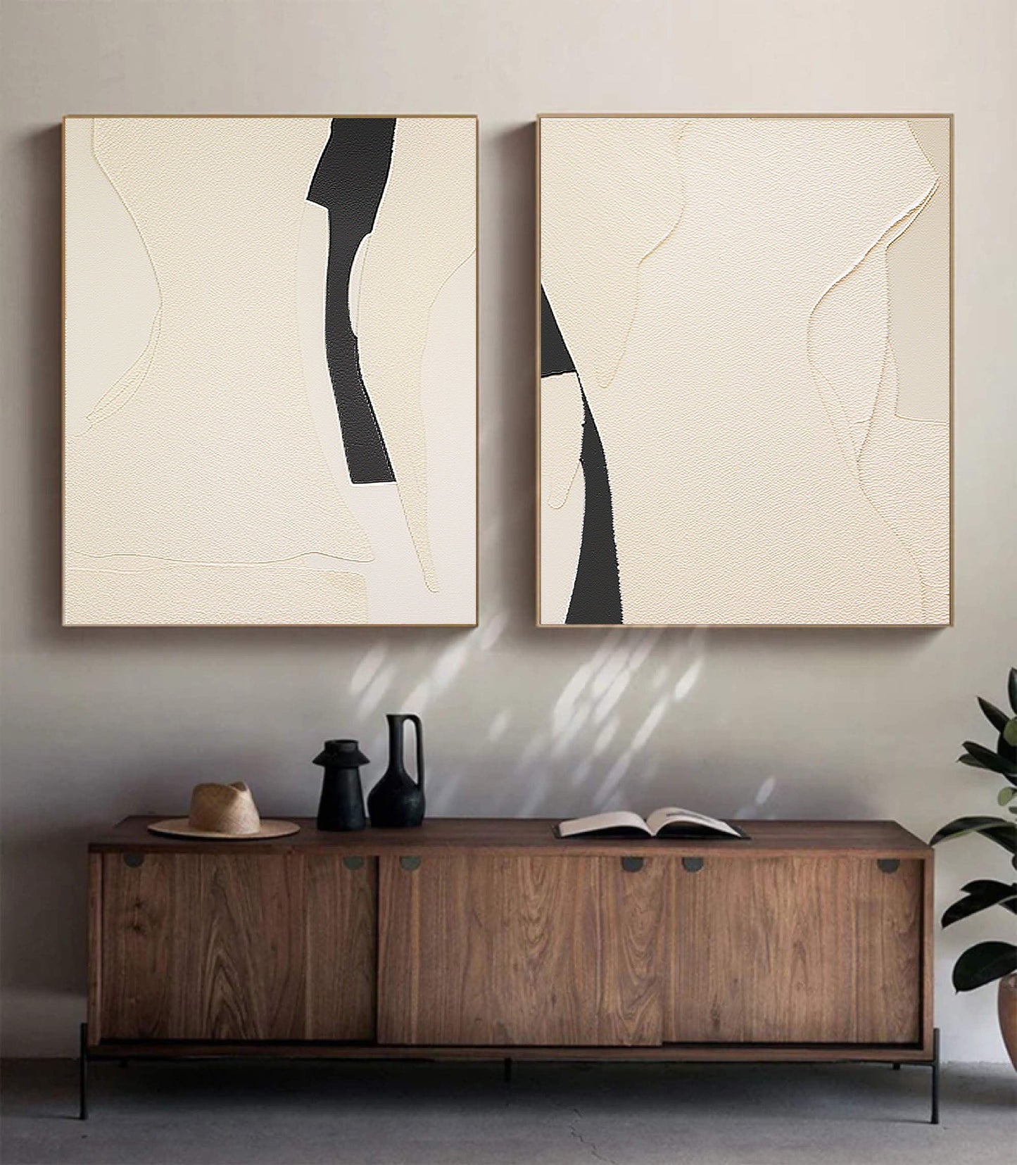 Contemporary Abstract Oil Painting Duo for Modern Home Decor
