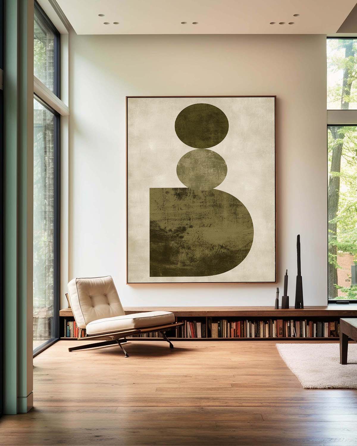 Contemporary Geometric Oil Painting for Modern Home Decor