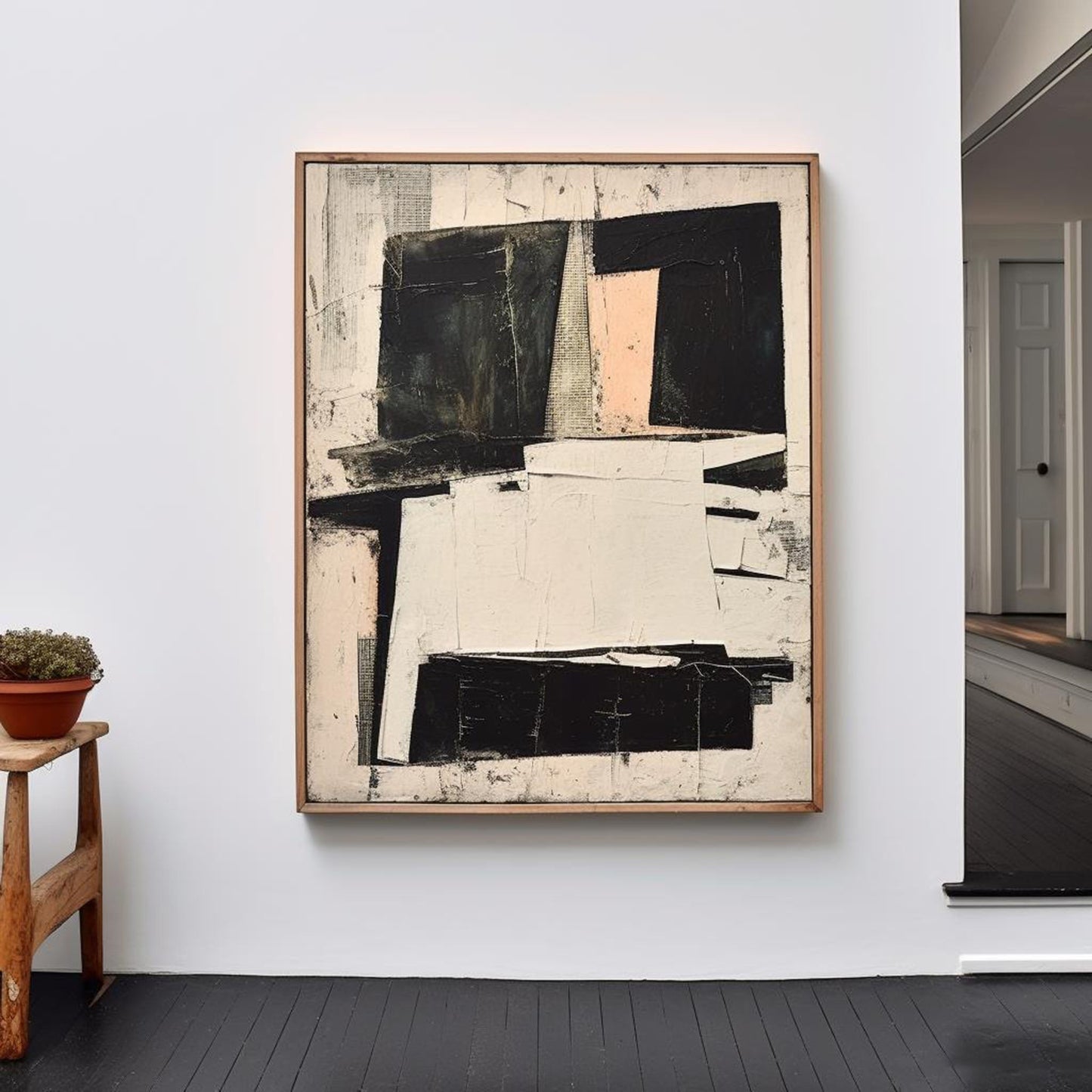 Contemporary Black and White Abstract Oil Painting for Modern Home Decor