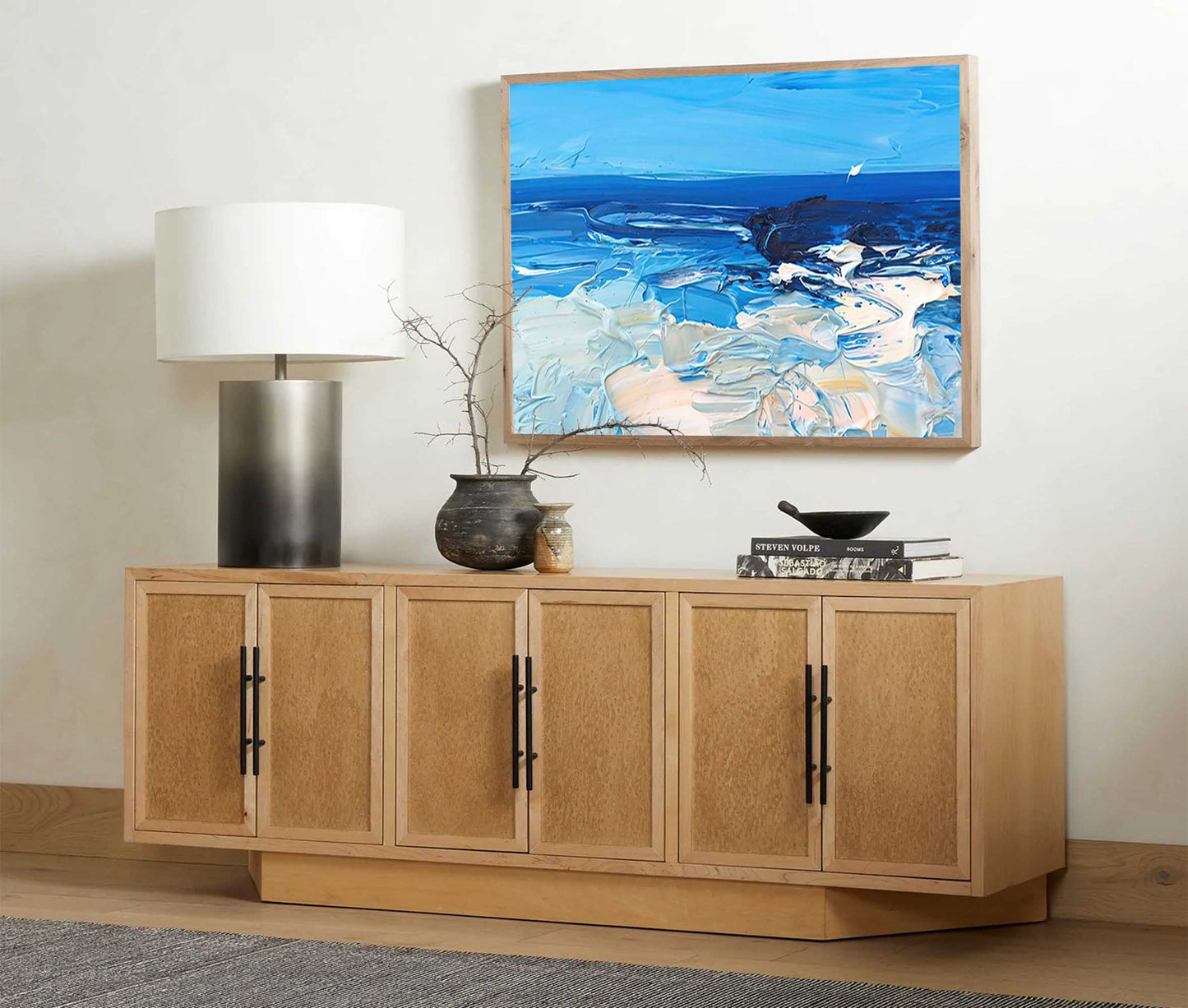 Tranquil Ocean Waves Oil Painting for Beach-Inspired Home Decor