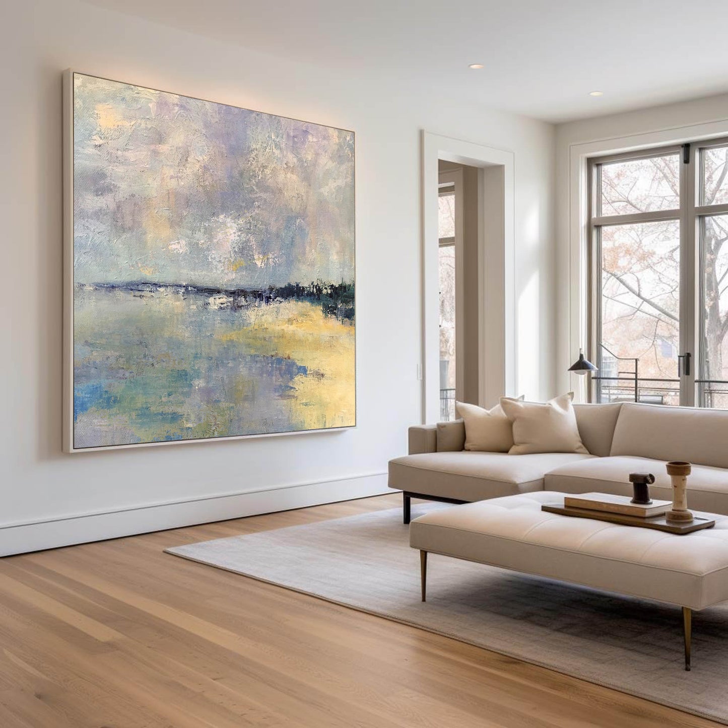 Tranquil Seaside Landscape Oil Painting for Coastal Home Decor