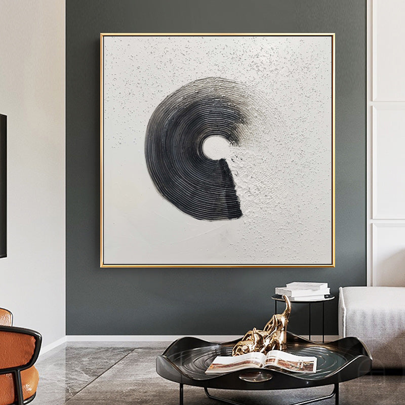 Contemporary Monochrome Abstract Oil Painting for Modern Home Decor