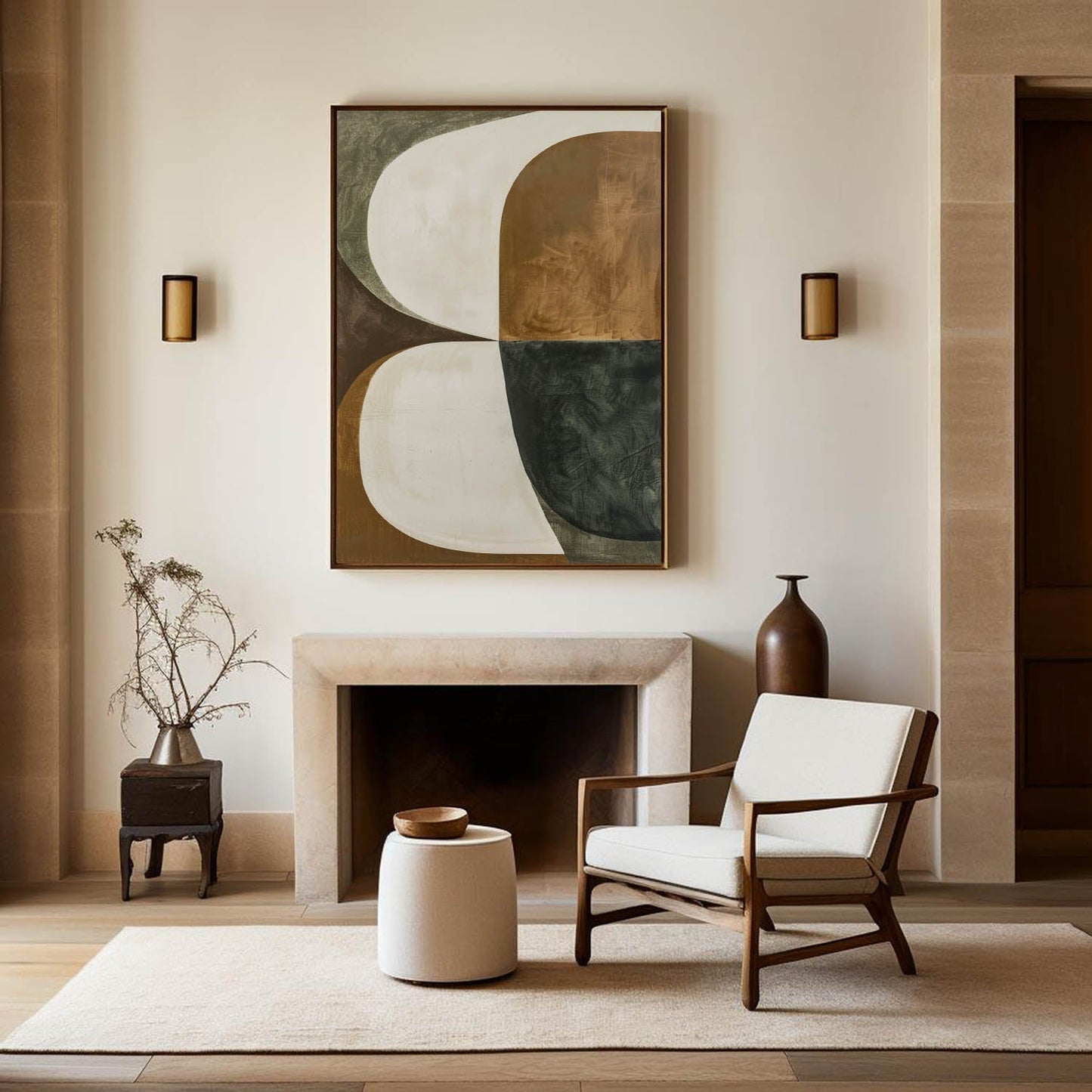 Contemporary Geometric Abstract Oil Painting for Modern Home Decor