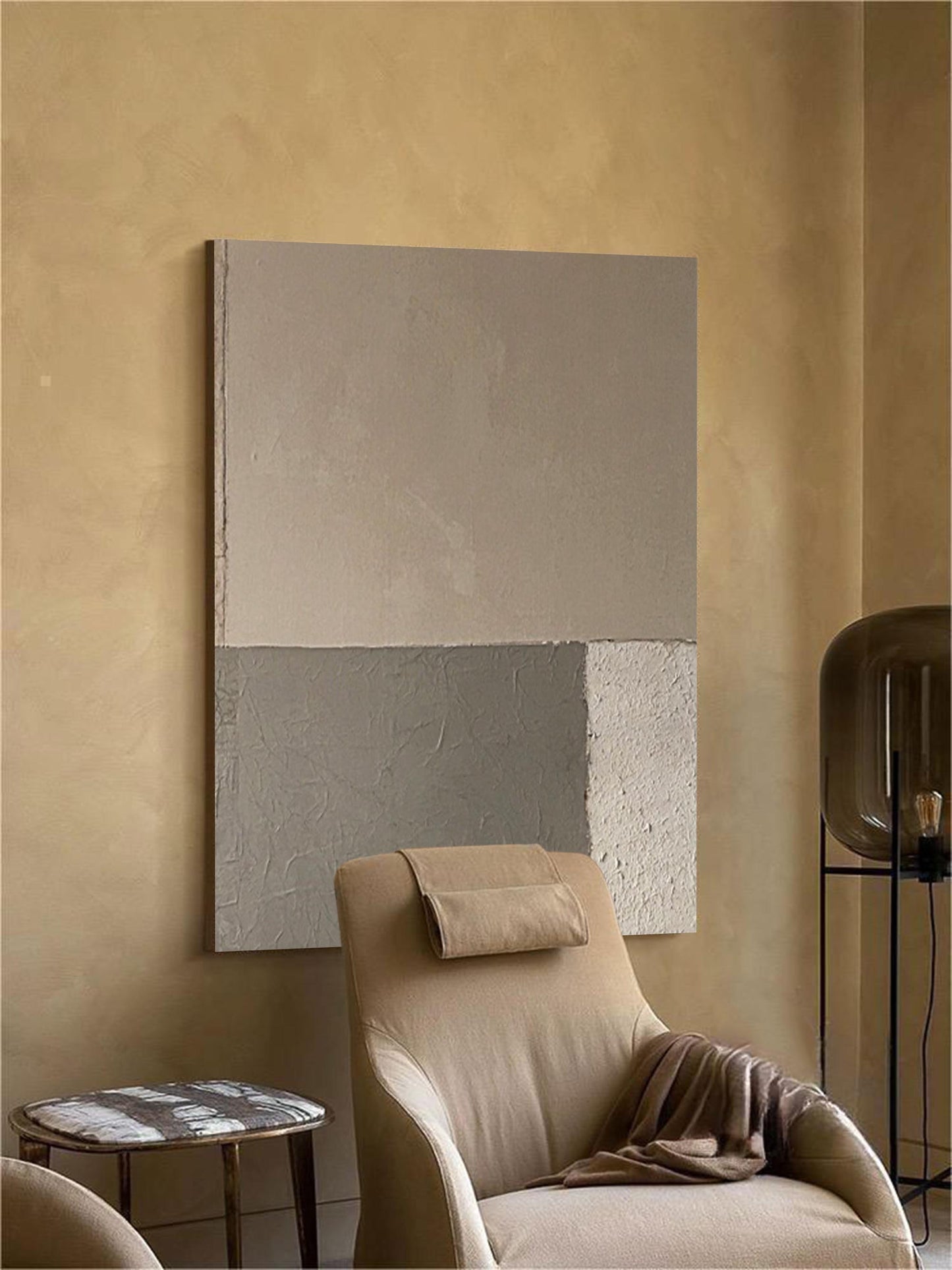 Contemporary Minimalist Geometric Oil Painting for Modern Home Decor