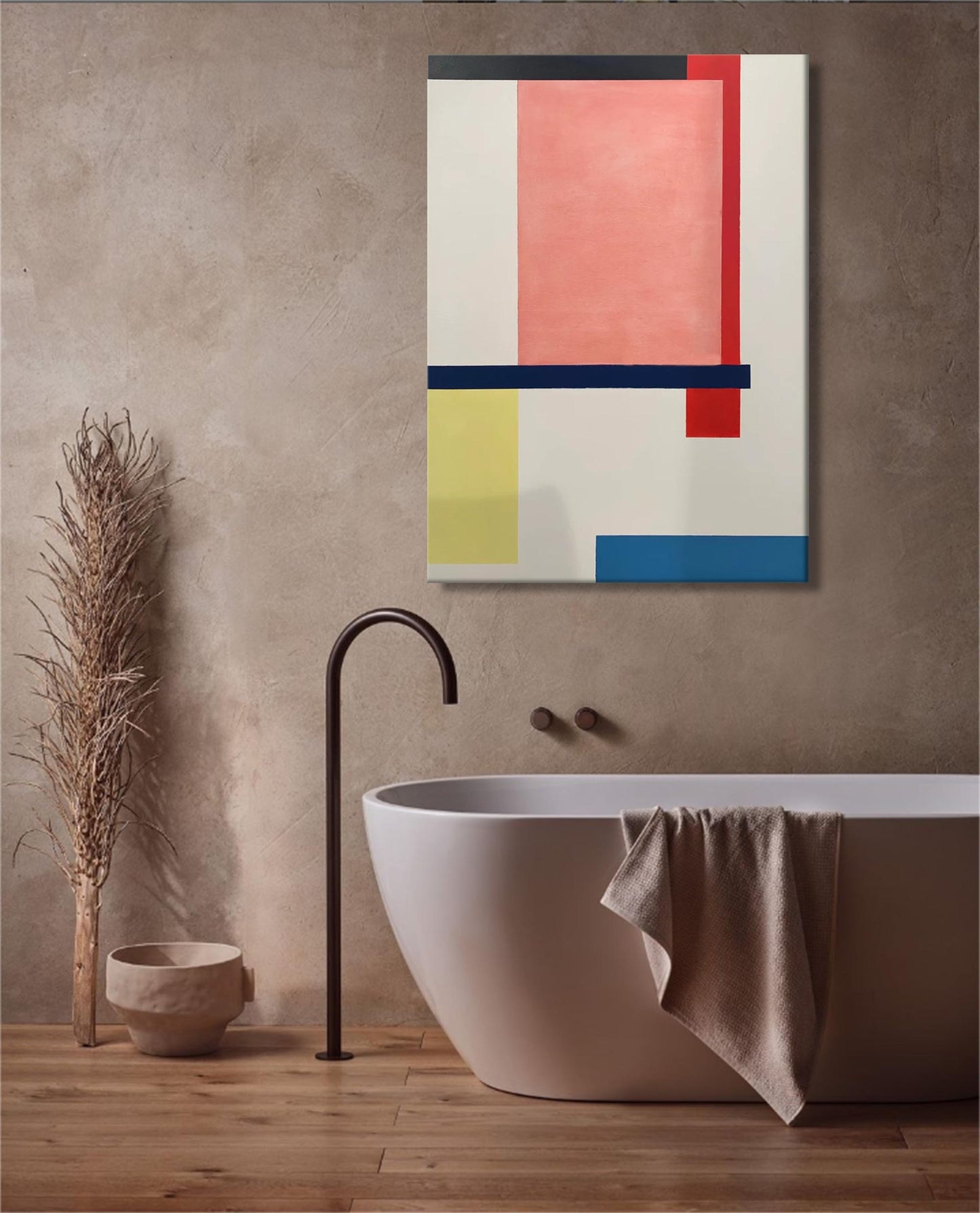 Modern Abstract Geometric Oil Painting for Contemporary Home Decor
