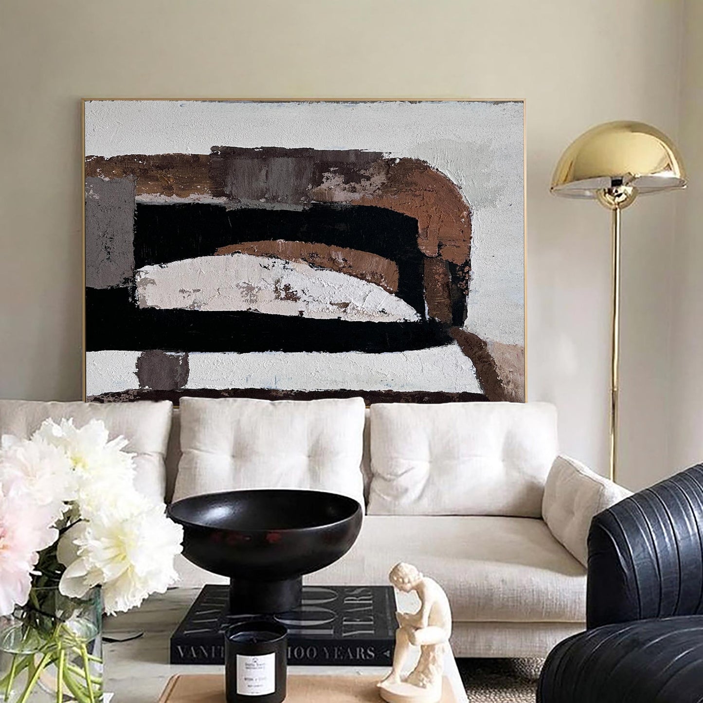 Contemporary Abstract Oil Painting with Earthy Tones and Bold Textures