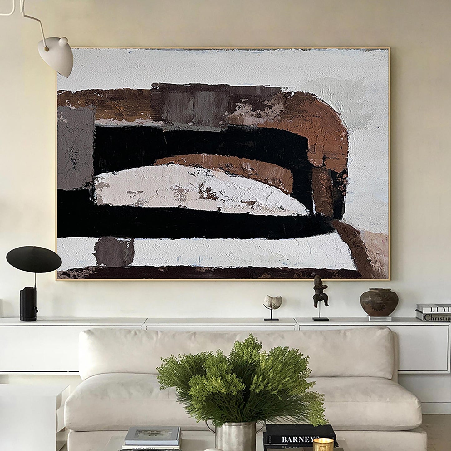 Contemporary Abstract Oil Painting with Earthy Tones and Bold Textures