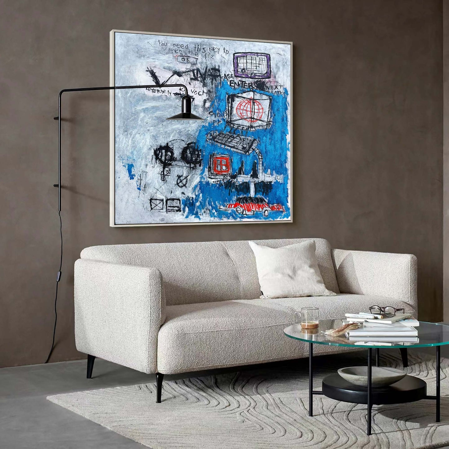 Contemporary Abstract Graffiti Painting with Tech-Inspired Elements