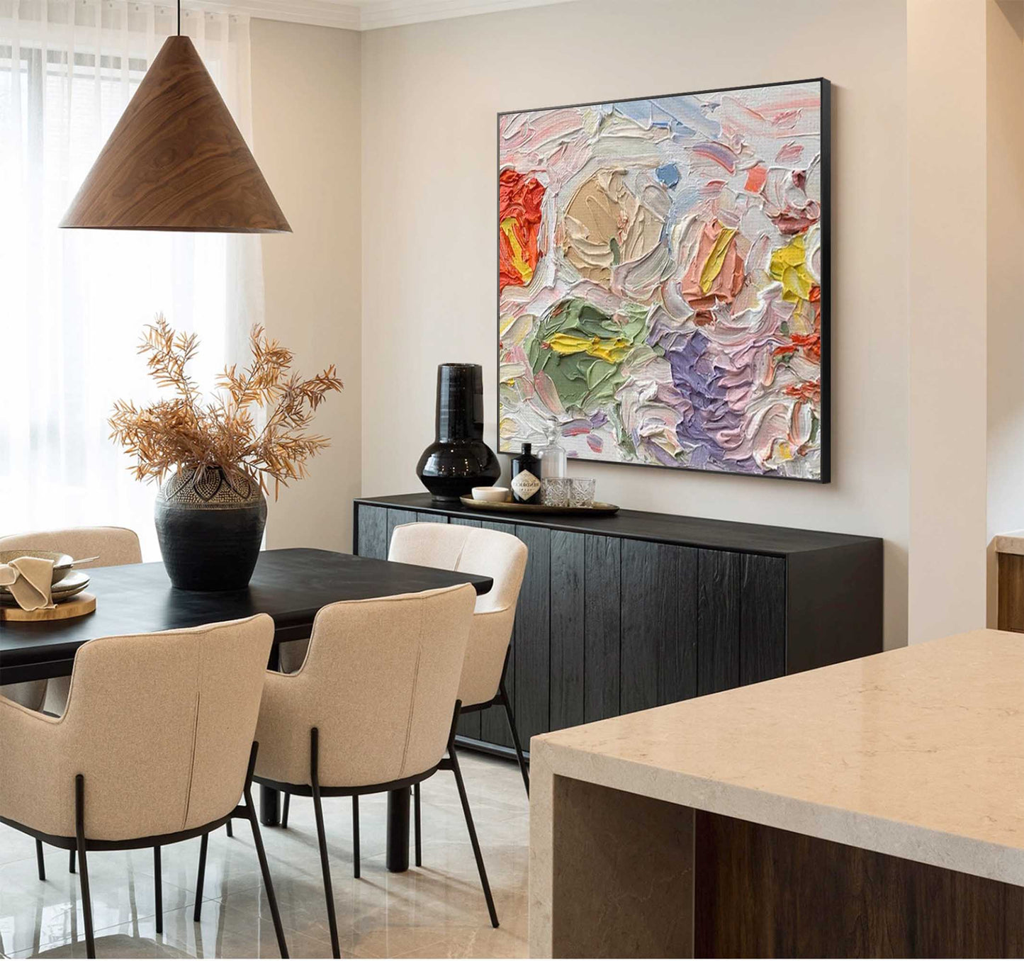 Colorful Abstract Oil Painting for Modern Home Décor