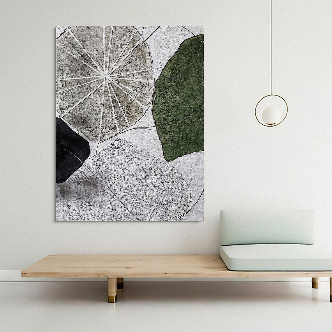 Abstract Nature-Inspired Oil Painting with Geometric Shapes and Earthy Tones