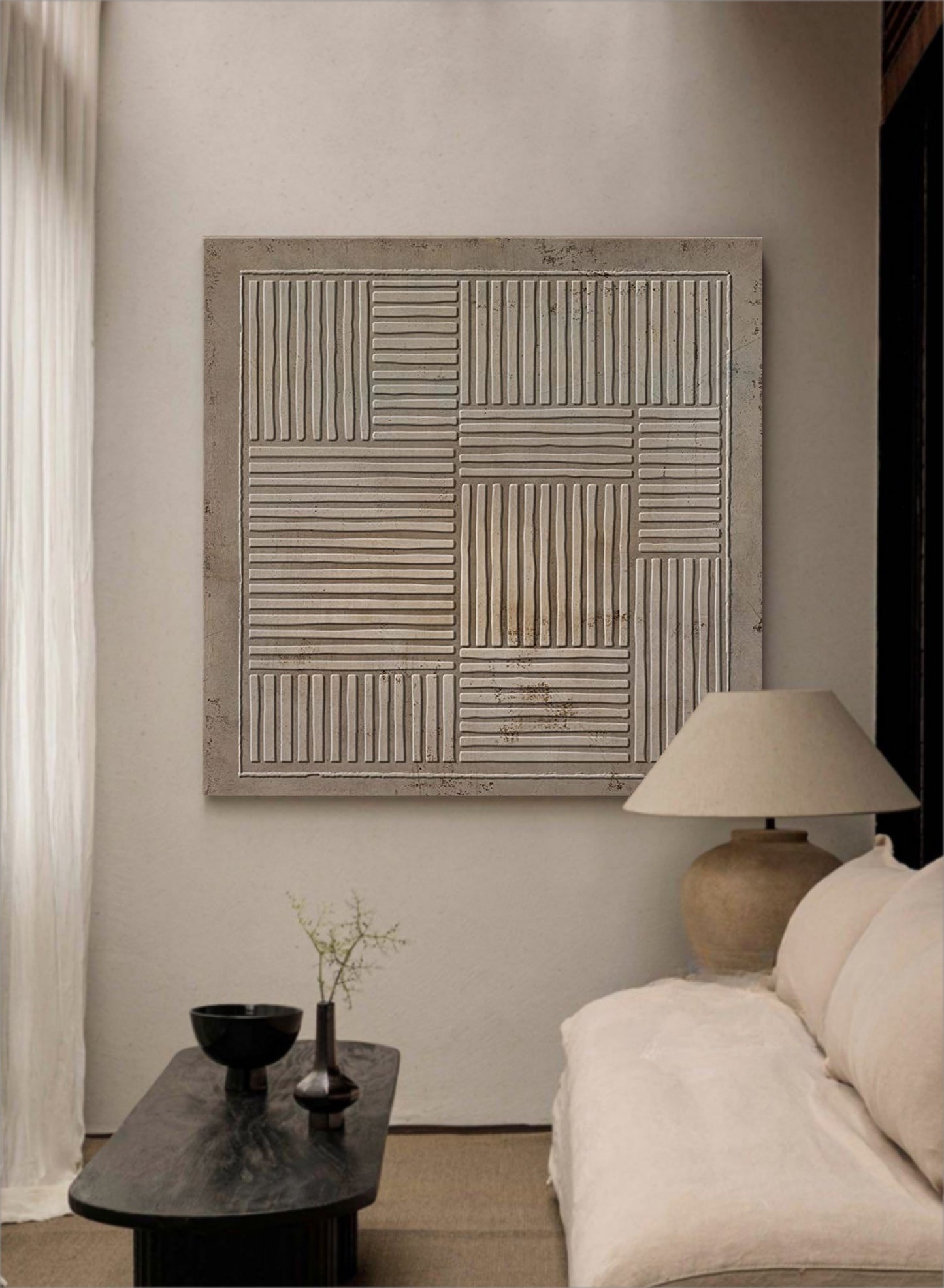 Elegant Wabi-Sabi Oil Painting for Modern Minimalist Wall Art Decor