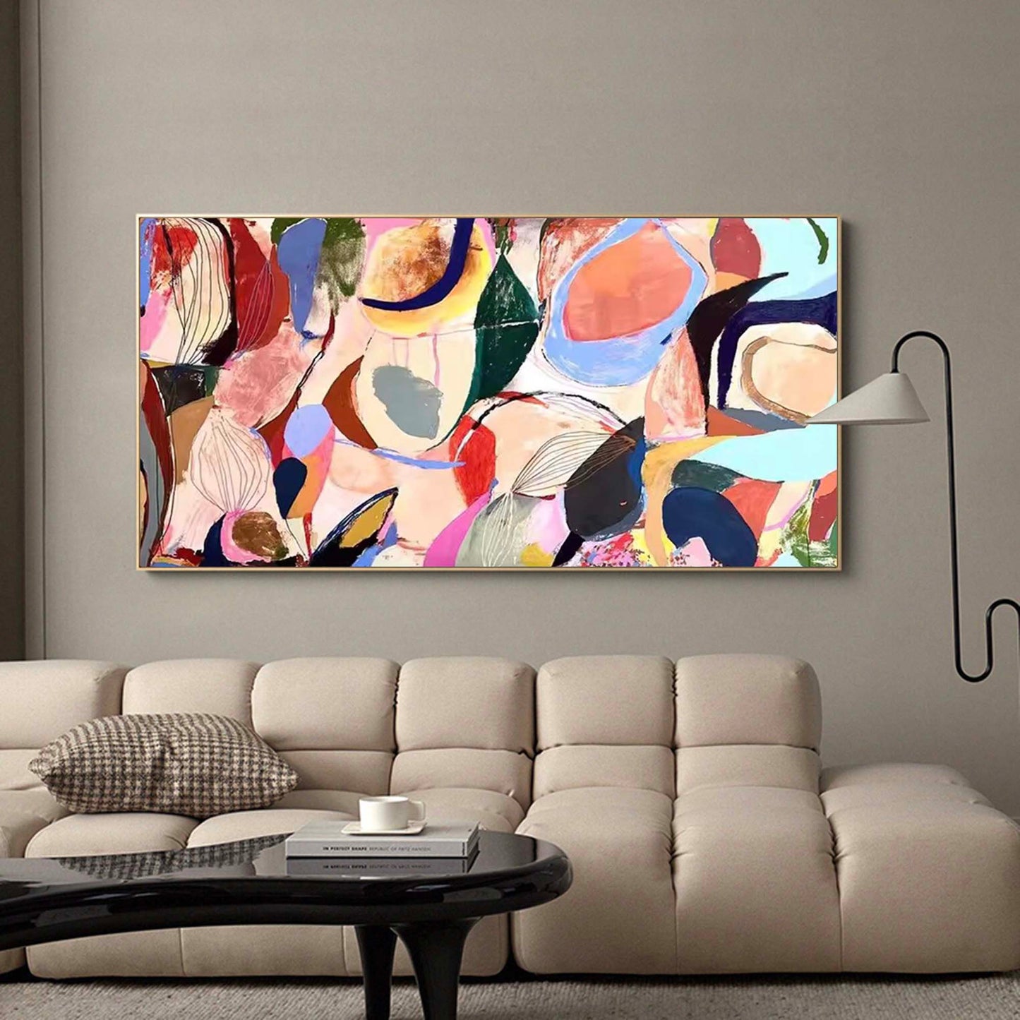 Colorful Abstract Oil Painting for Modern Home Décor and Artistic Inspiration