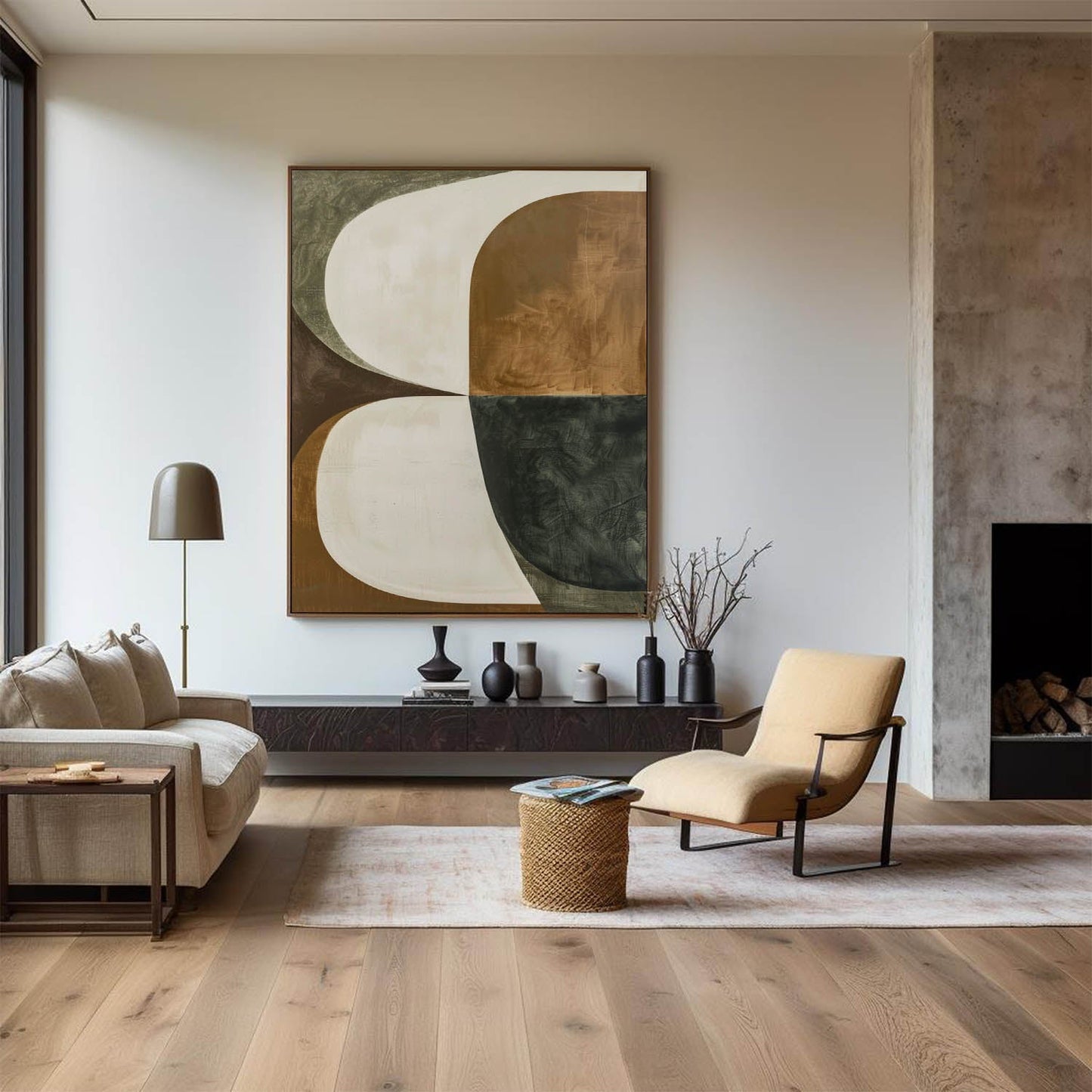 Contemporary Geometric Abstract Oil Painting for Modern Home Decor