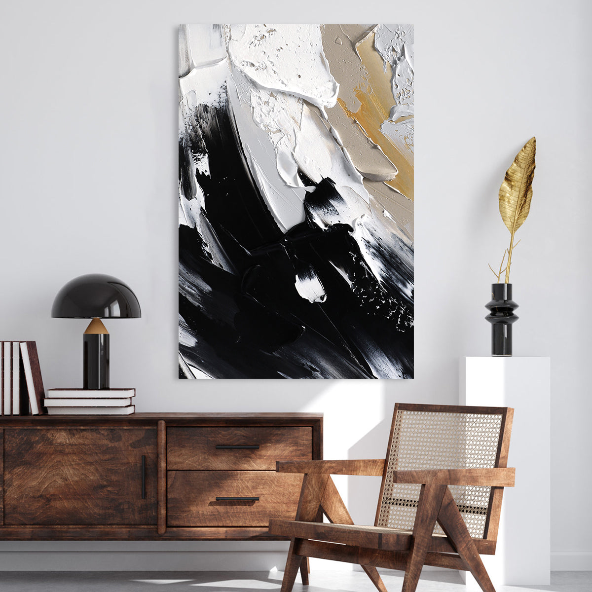 Contemporary Monochrome Abstract Painting for Modern Home Decor