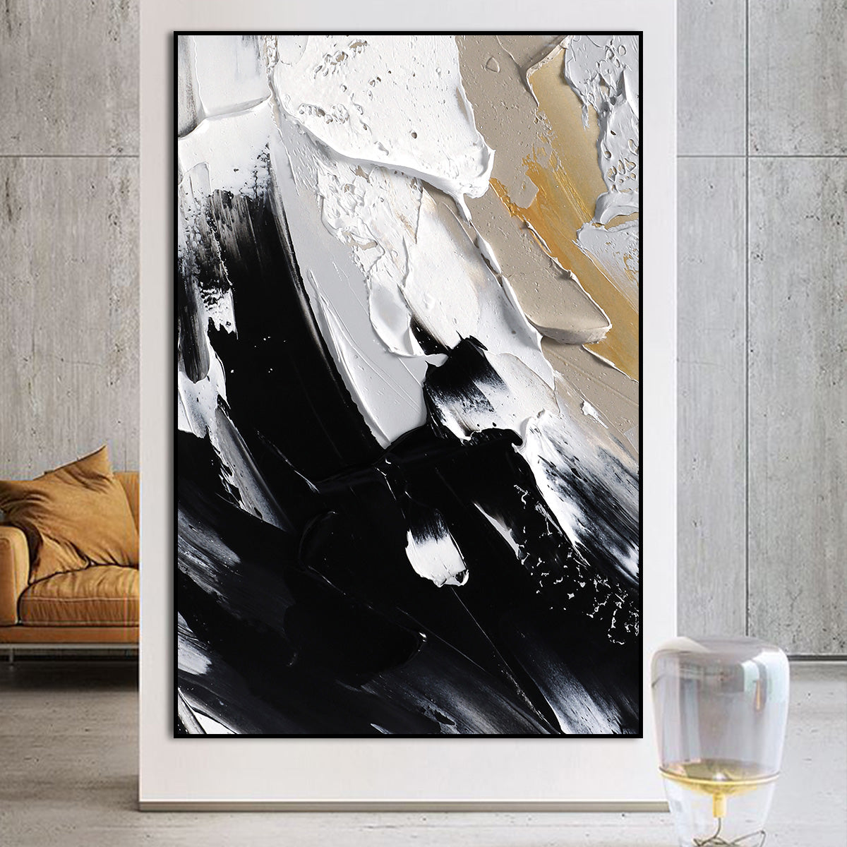 Contemporary Monochrome Abstract Painting for Modern Home Decor