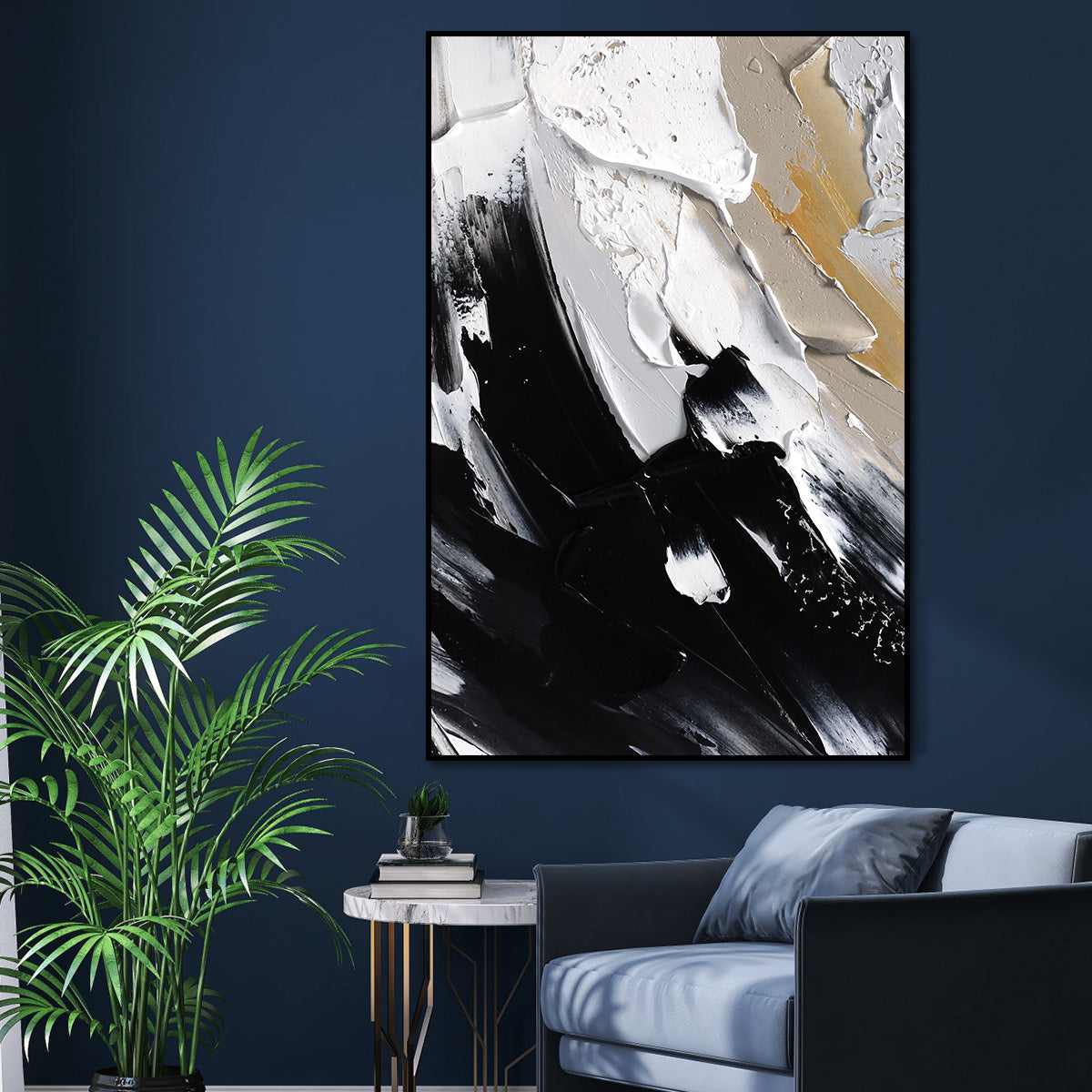 Contemporary Monochrome Abstract Painting for Modern Home Decor