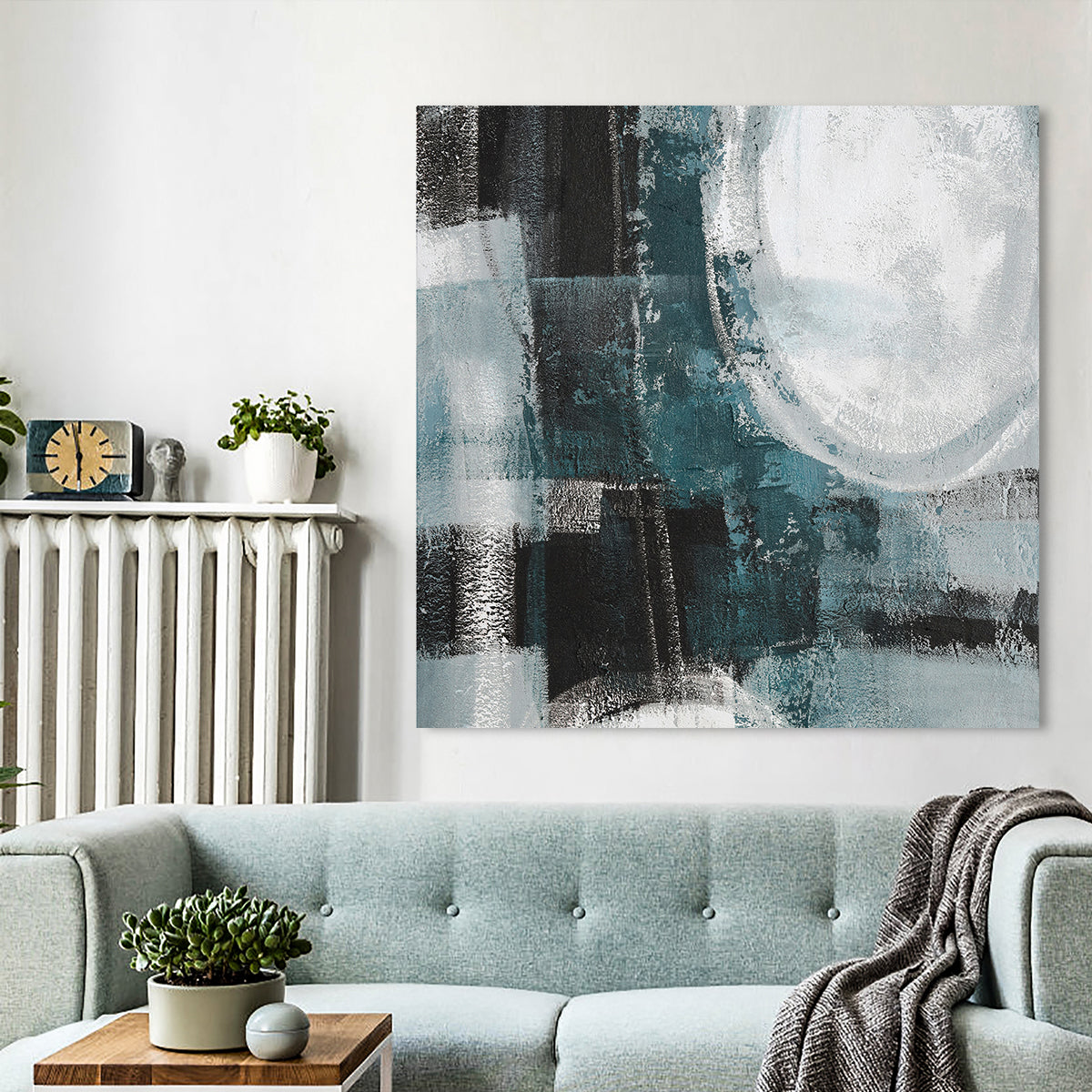 Calming Teal Abstract Art for Modern Home Decor