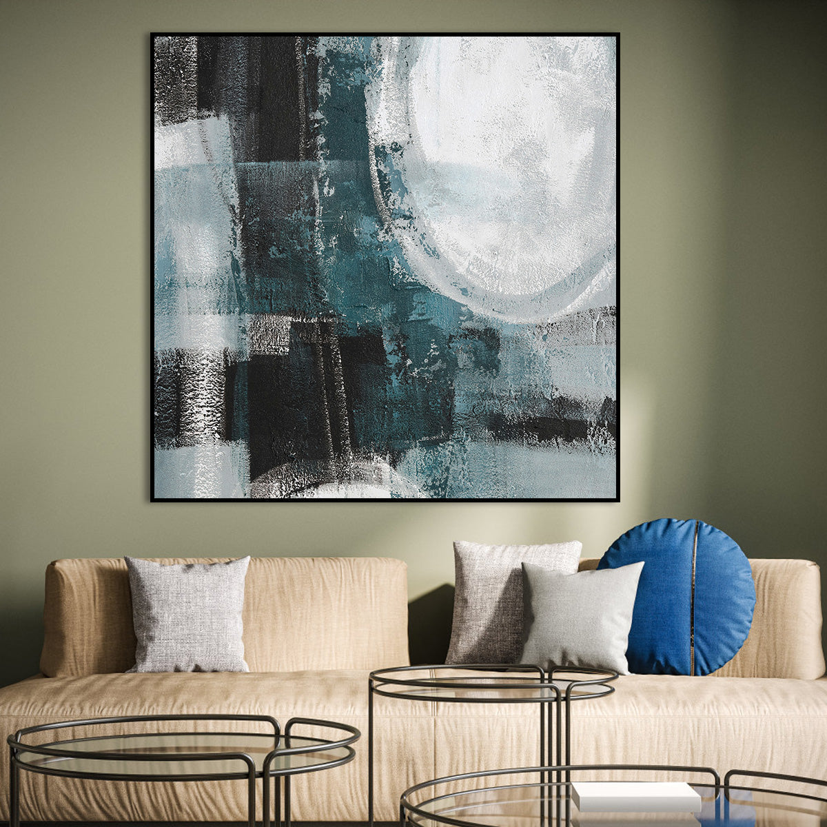Calming Teal Abstract Art for Modern Home Decor
