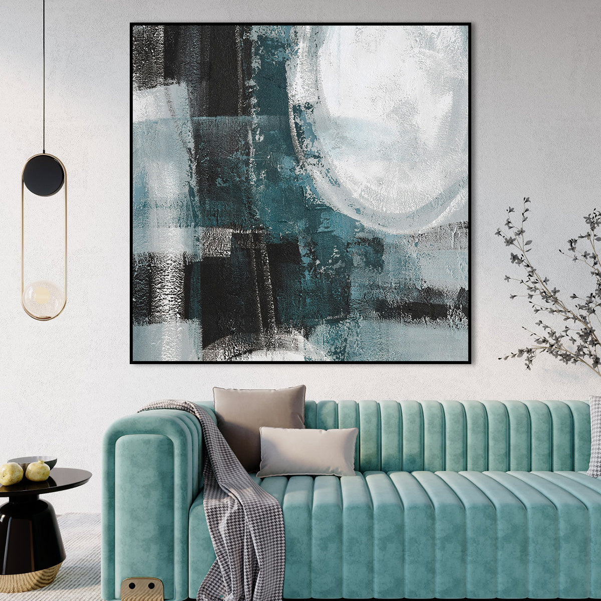 Calming Teal Abstract Art for Modern Home Decor