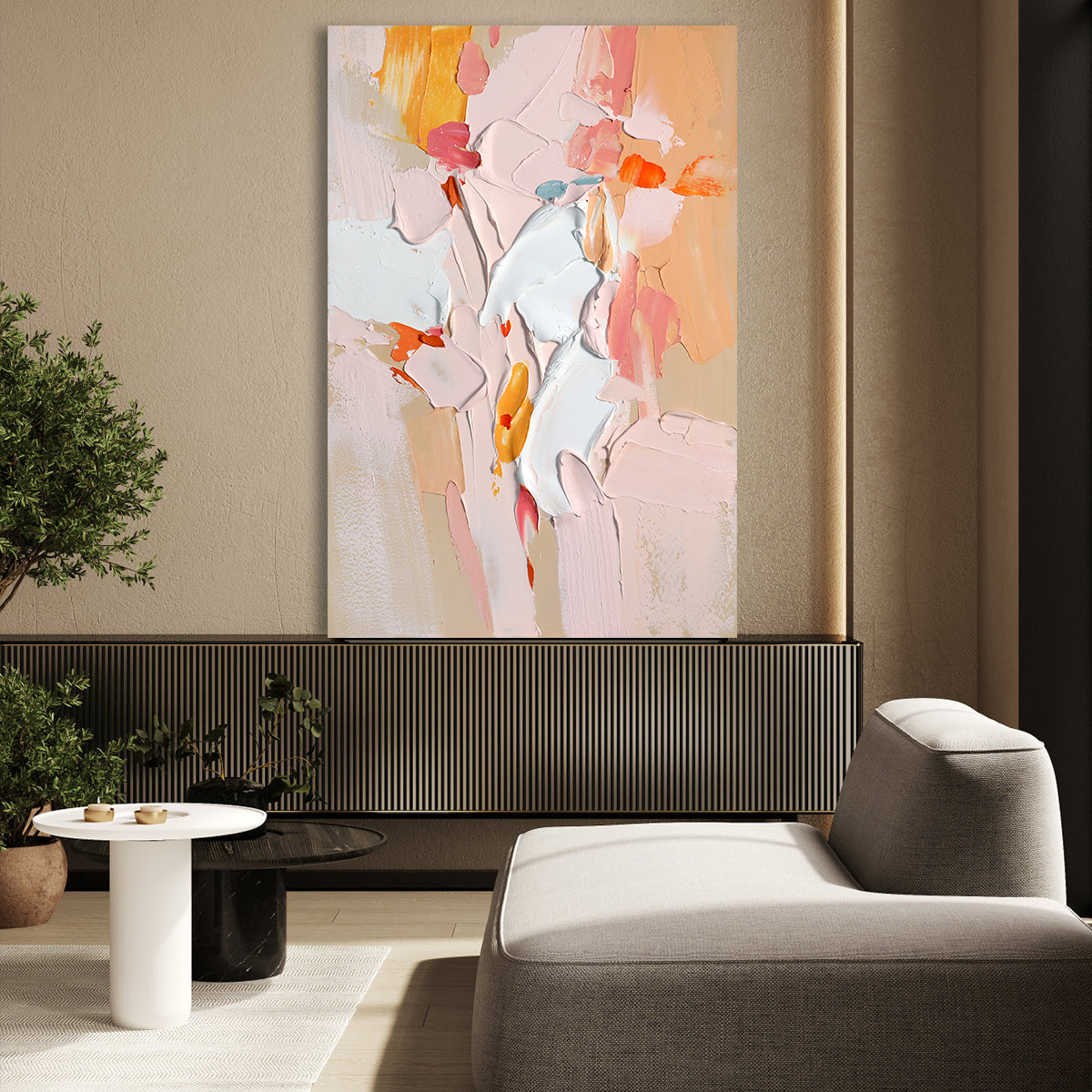 Abstract Floral Sunrise Painting - Colorful Wall Art for Modern Decor